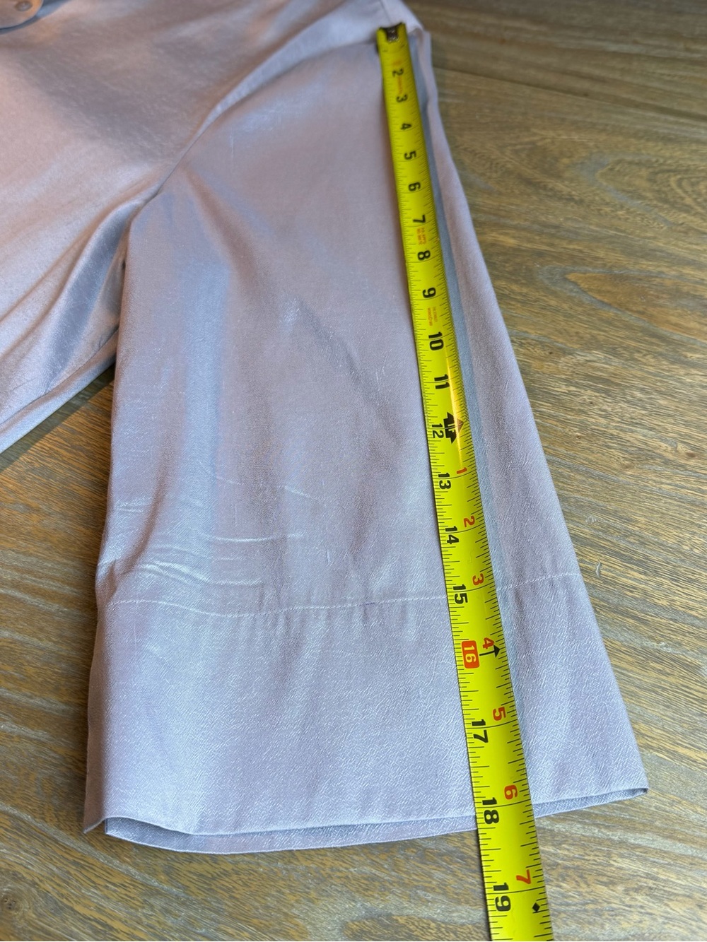 Eileen Fisher Silk Georgette Crepe Mandarin Collar Long Shirt- Light Gray - Picture 13 of 14